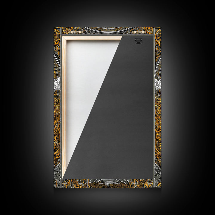 Norse God Frey Canvas Gold Art Canvas Art, Nordic Mythology Wall Decor, framed in real wood, Viking Office Wall Art, Unique Dad Gift