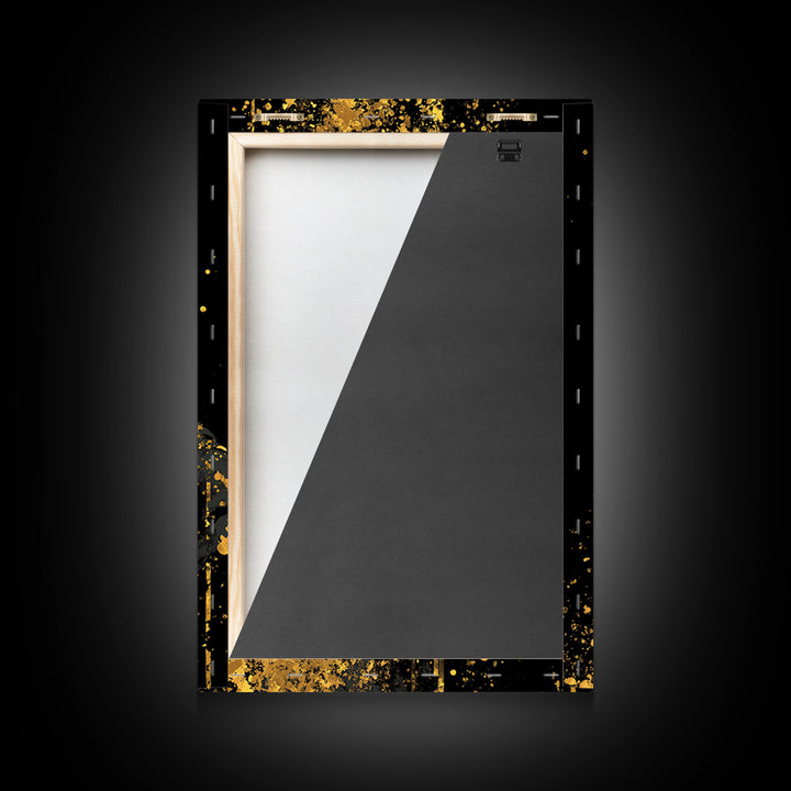 Nordic Hooded Seer Canvas Gold Art Canvas Art – Norse Mythology Office Wall Art, Mystic Viking Decor in handcrafted wood frame