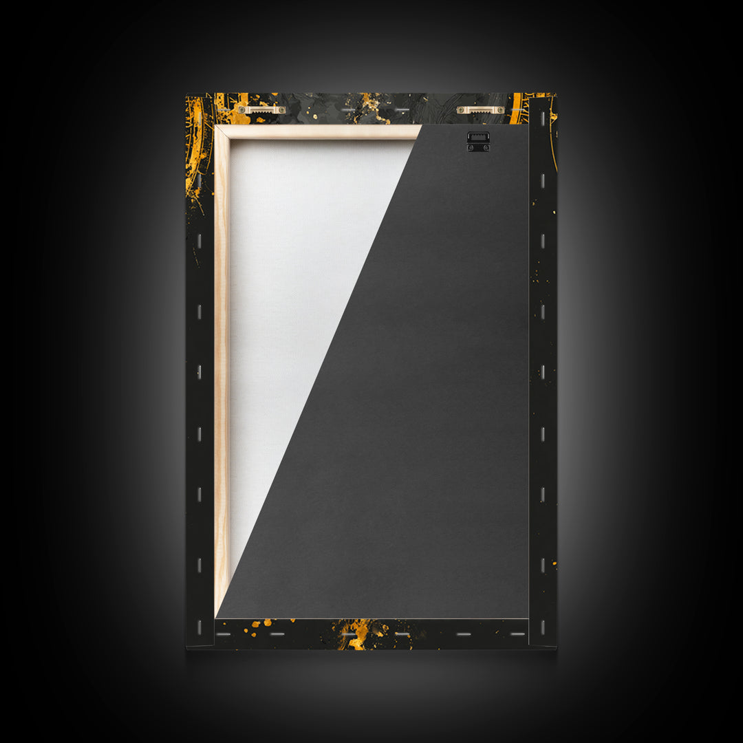 Odin Canvas Gold Art Norse God Portrait, Viking Mythology Canvas Art with real wood frame, masculine Nordic wall art for man cave