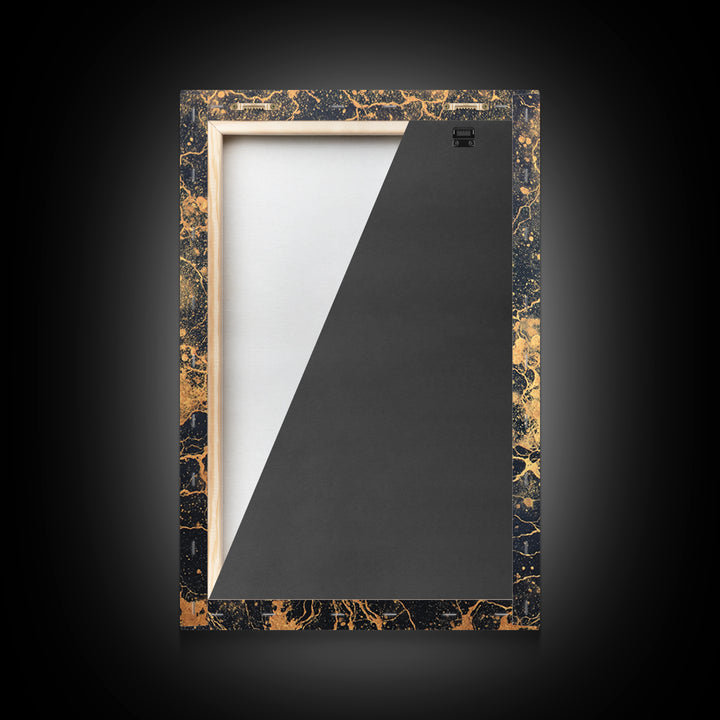 Bull Skull Nordic Totem Canvas Gold Art, Viking Canvas Art with Mythology Detail, unique office decor framed in solid wood