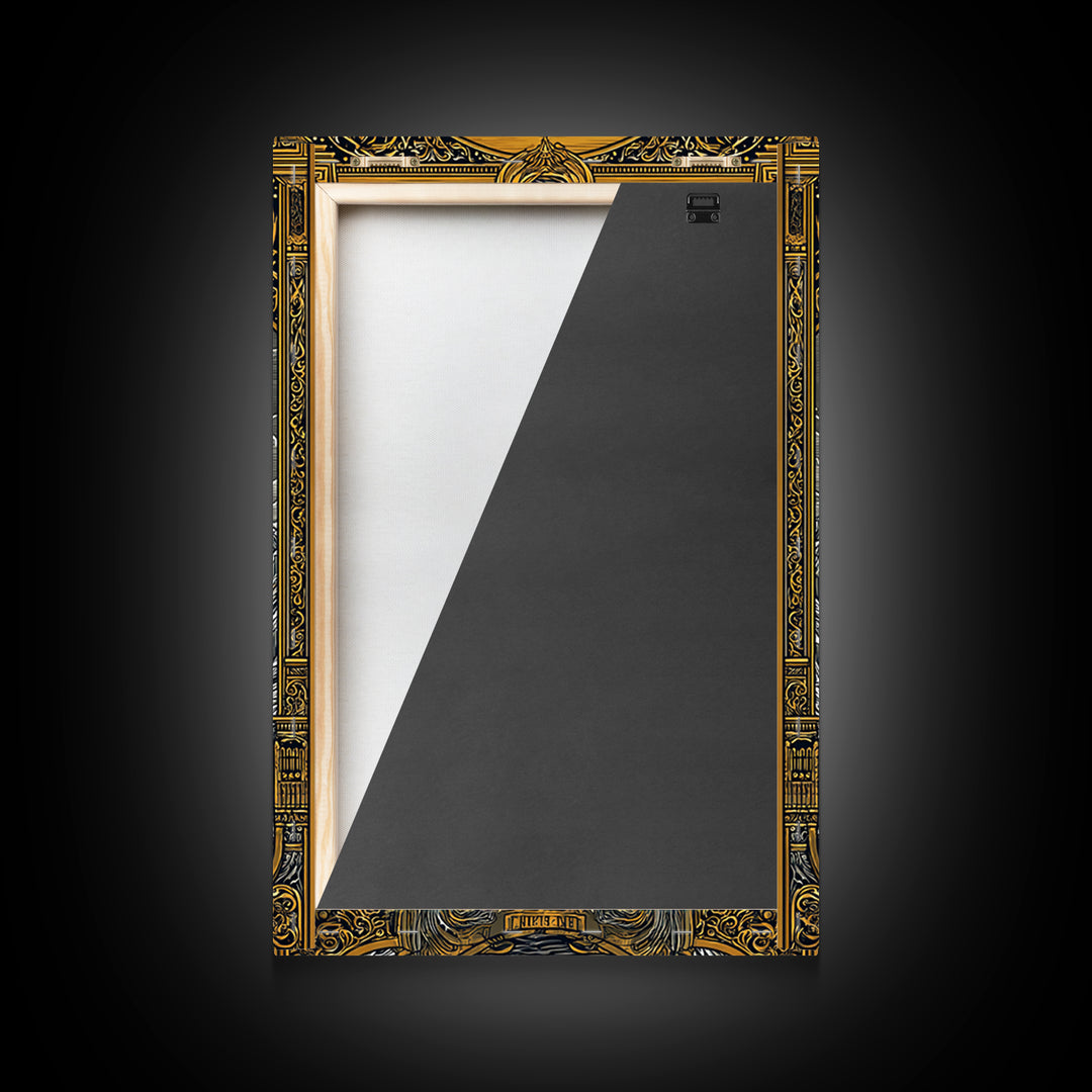 Canvas Gold Art Canvas Art of Ymir | Norse Mythology Wall Art with Natural Wood Frame | Viking Decor for Office, Study, or Man Cave