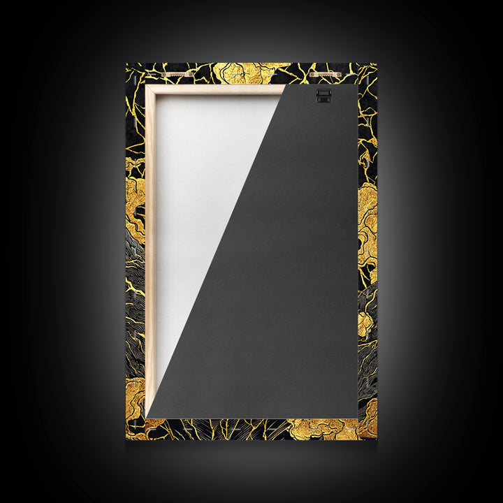 Nordic Ymir Mythology Canvas Gold Art Canvas Art | Giant Norse Wall Decor in Real Wood Frame | Man Cave, Office & Dad Gift Art
