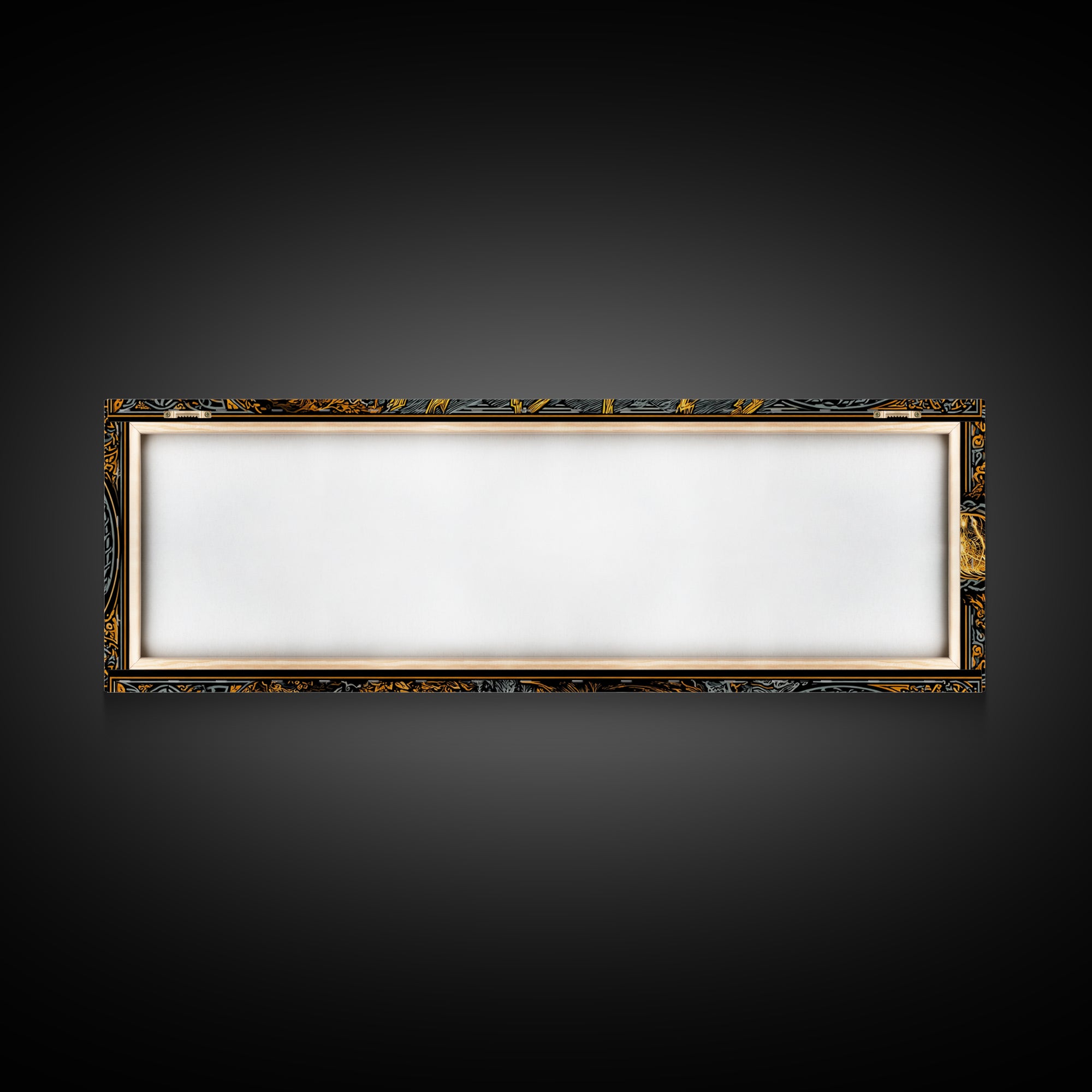 Norse Ornate Sword Canvas Gold Art Canvas Art Viking Mythology Wall Decor with real wood frame, Office Art for Men