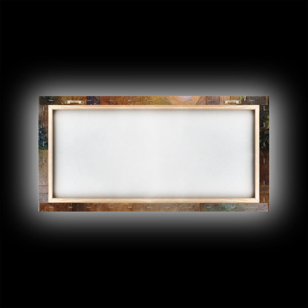 Minotaur in Labyrinth of Warm Stone Framed Canvas Print, Mythological Art, Minimalist Decor, Living Room Decor, Legend, MYT-2x1-37