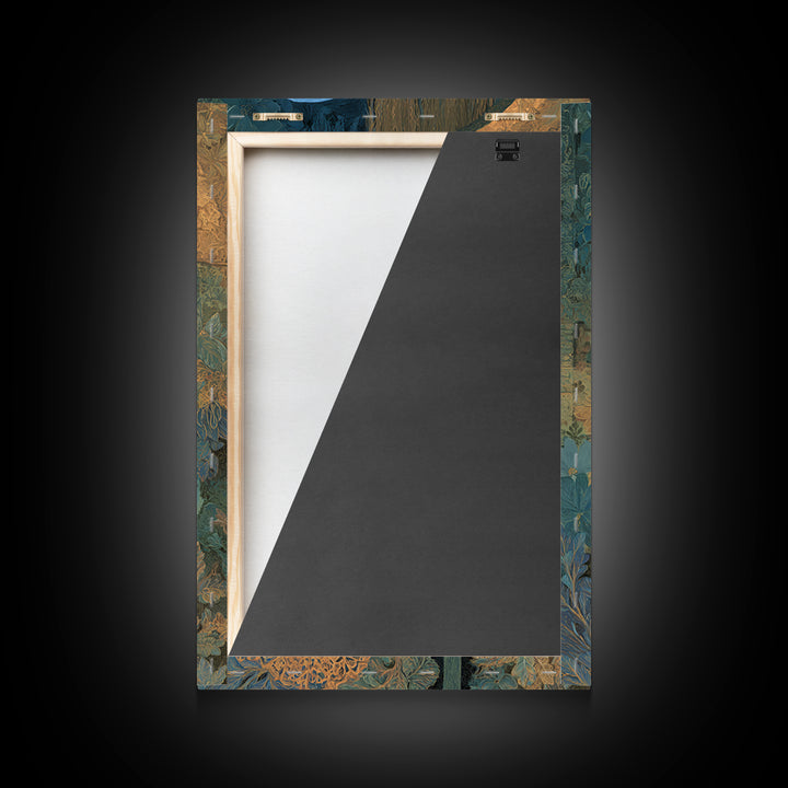 Minotaur in Labyrinth of Warm Stone Framed Canvas Print, Mythological Art, Digital Wall Art, Living Room Decor, Legend, MYT-2x3-97