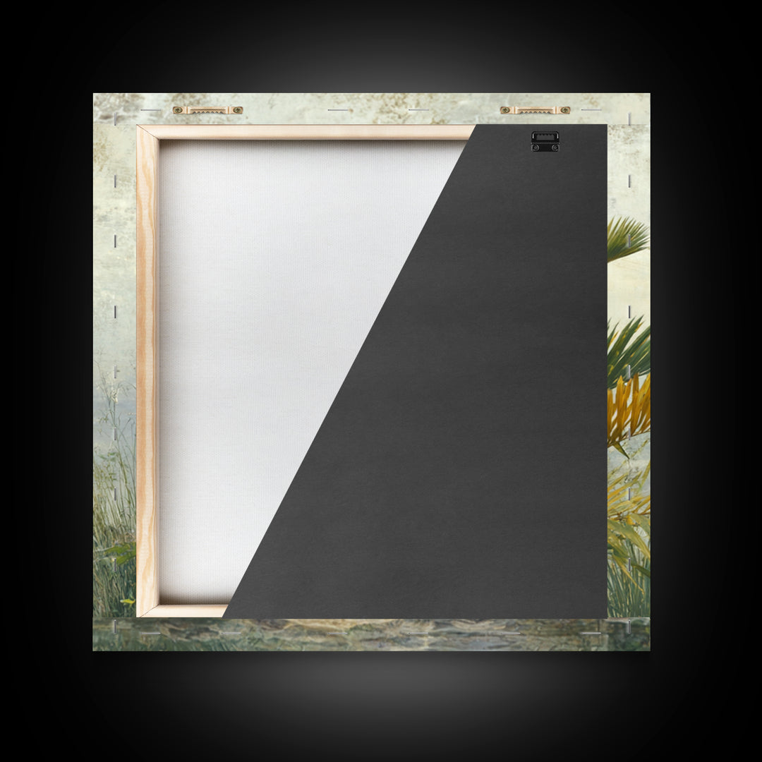 Tropical Jungle Leaves Framed Canvas Print, Nature Art, Ocean Art, Living Room Decor, Fine Art, Nature, Art Print, NAT-1x1-21
