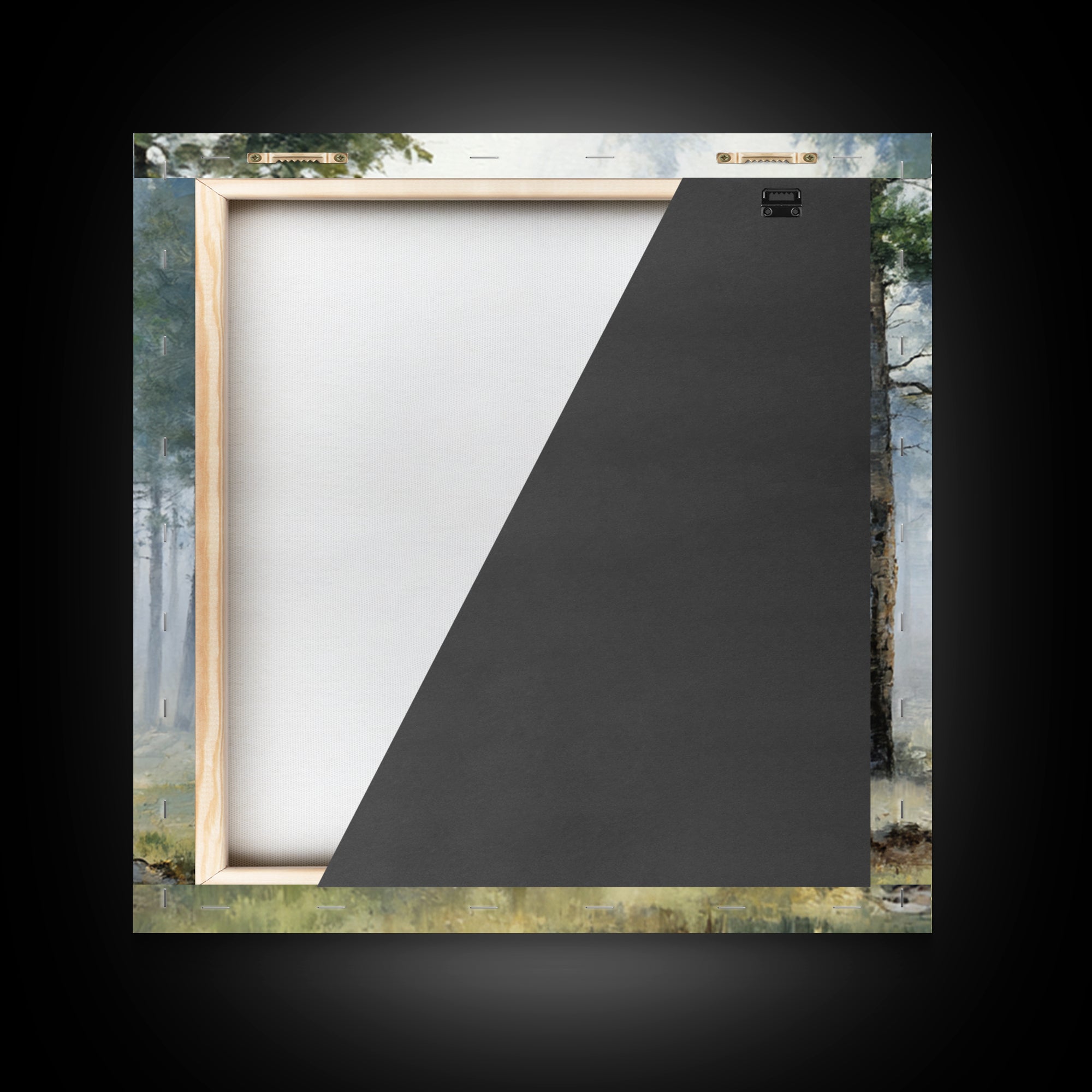 Moody Pine Forest Framed Canvas Print, Nature Art, Gallery Decor, Living Room Decor, Oil Painting, Nature, Contemporary Art, NAT-1x1-65