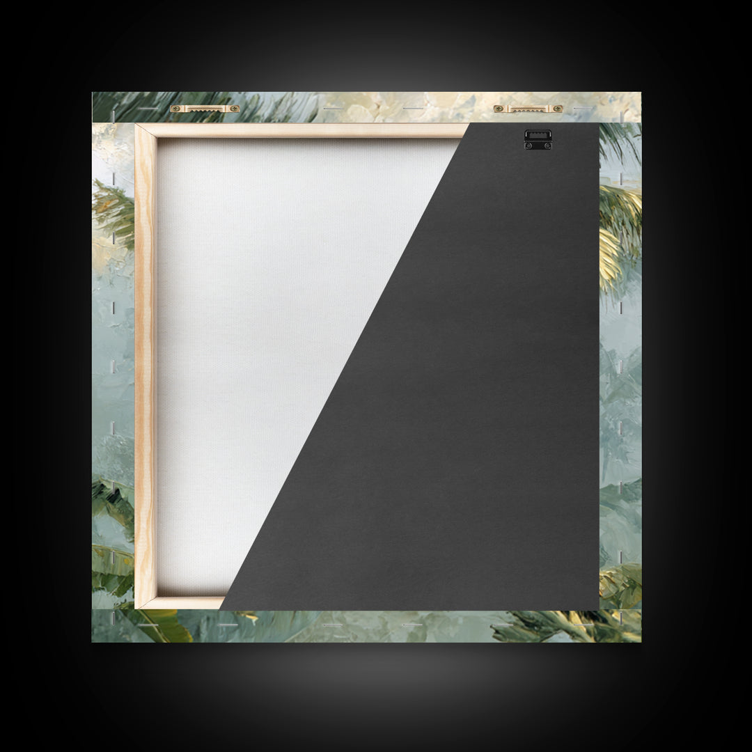Tropical Jungle Leaves Framed Canvas Print, Nature Art, Luxury Decor, Living Room Decor, Oil Painting, Nature, Mushroom, NAT-1x1-93
