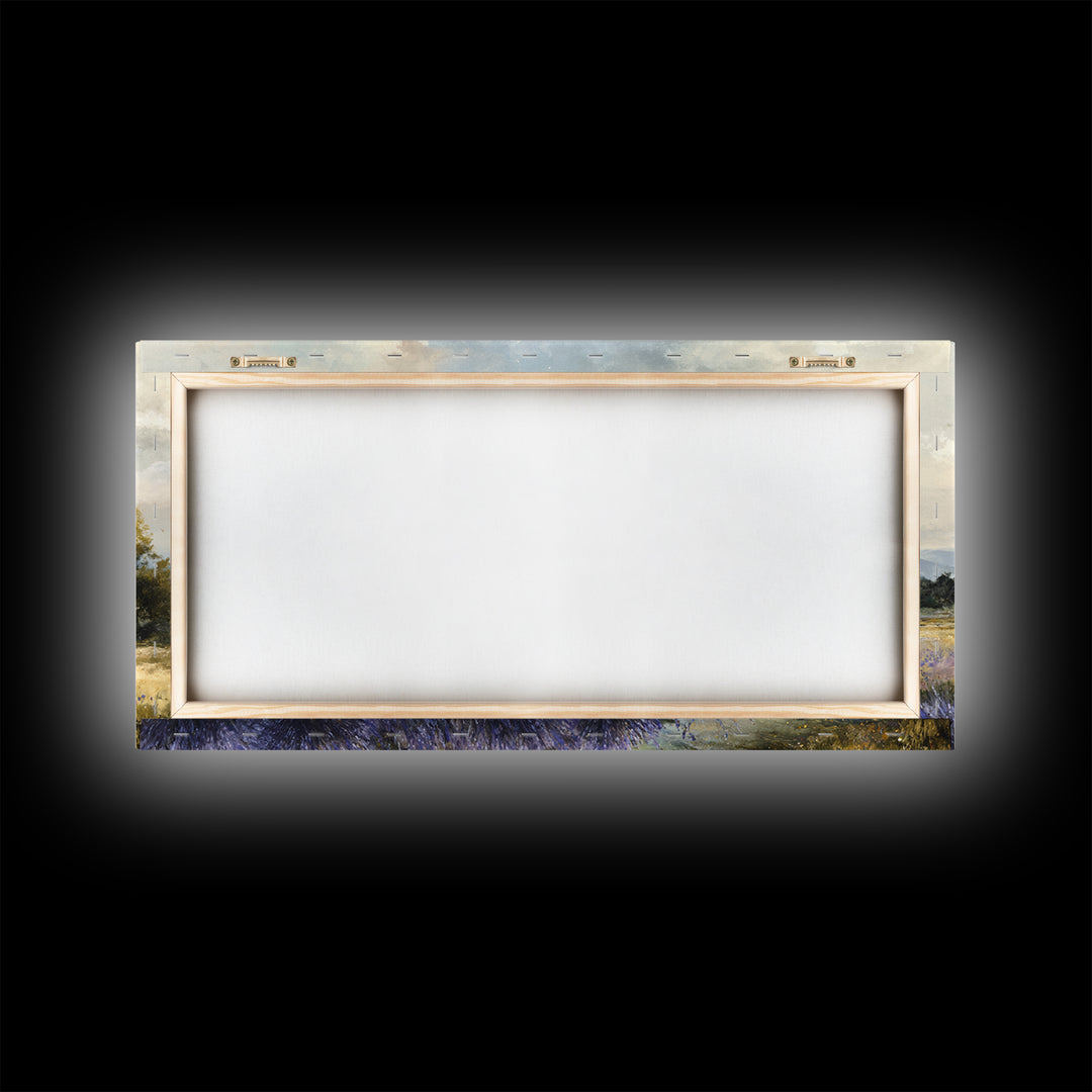 Bees Circling Lavender Blossoms Framed Canvas Print, Nature Art, Ocean Art, Living Room Decor, Fine Art, Nature, Art Print, NAT-2x1-19
