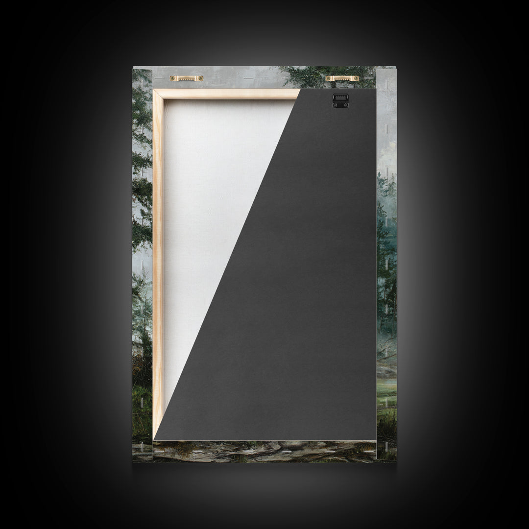 Moody Pine Forest Framed Canvas Print, Nature Art, Framed Art, Living Room Decor, Nature, Botanical Art, Digital Download Art, NAT-2x3-97