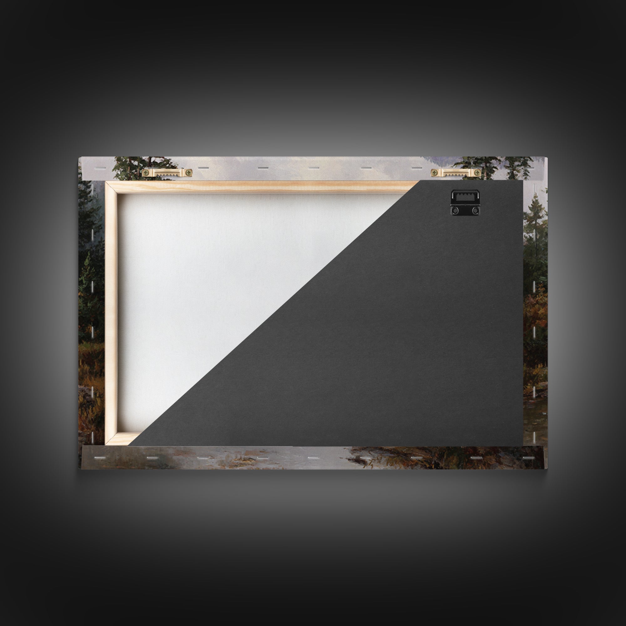 Autumn Leaves Floating on Quiet Stream Framed Canvas Print, Nature Art, Landscape Art, Living Room Decor, Oil Painting, Nature, NAT-3x2-82