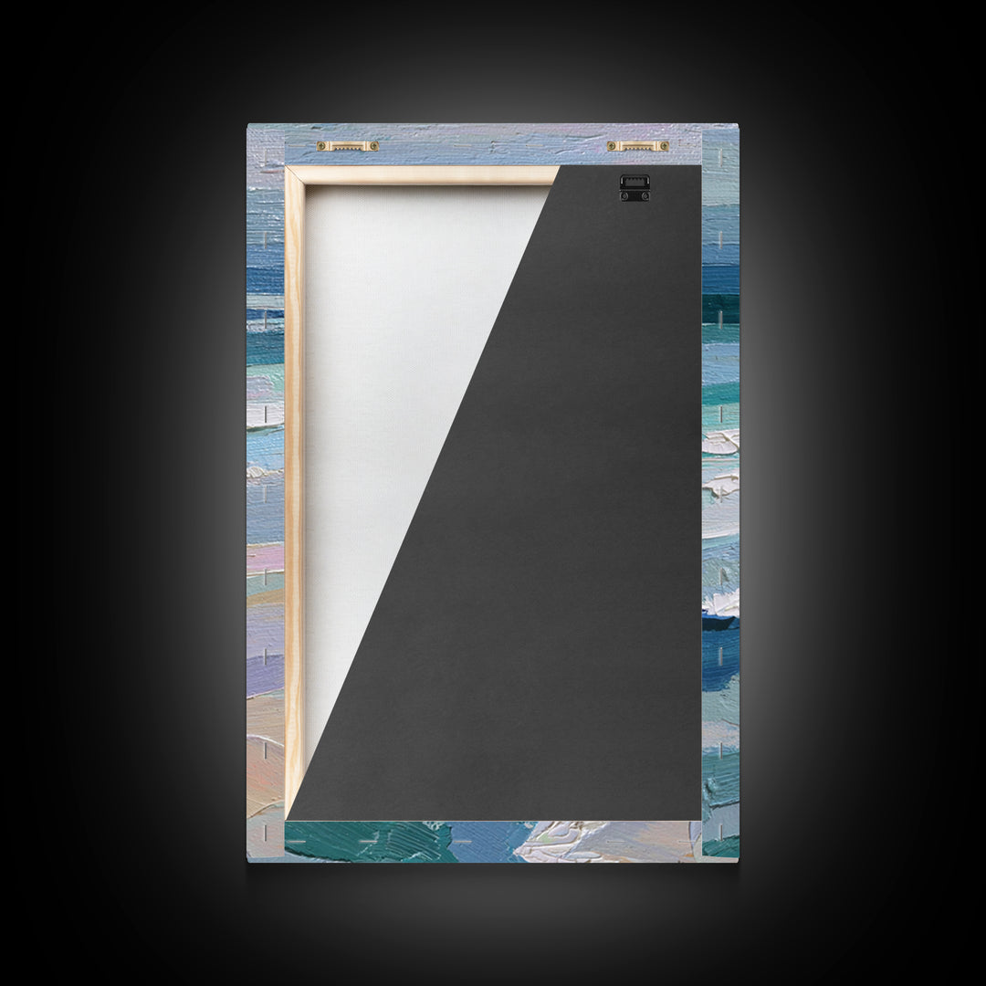 Porthole View of Waves and Moon Framed Canvas Print, Nautical Art, Minimalist Decor, Coastal Decor, Fine Art, Harbor, NAU-2x3-6