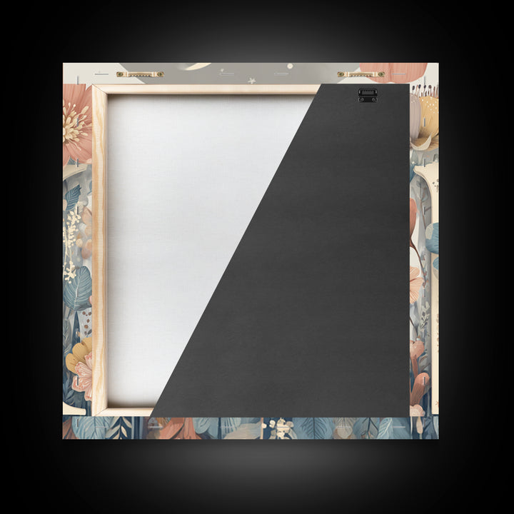 Soft Floral Initial Frame Without Letters Framed Canvas Print, Nursery Decor, Boy Nursery Decor, Fine Art, Nursery, NDE-1x1-58