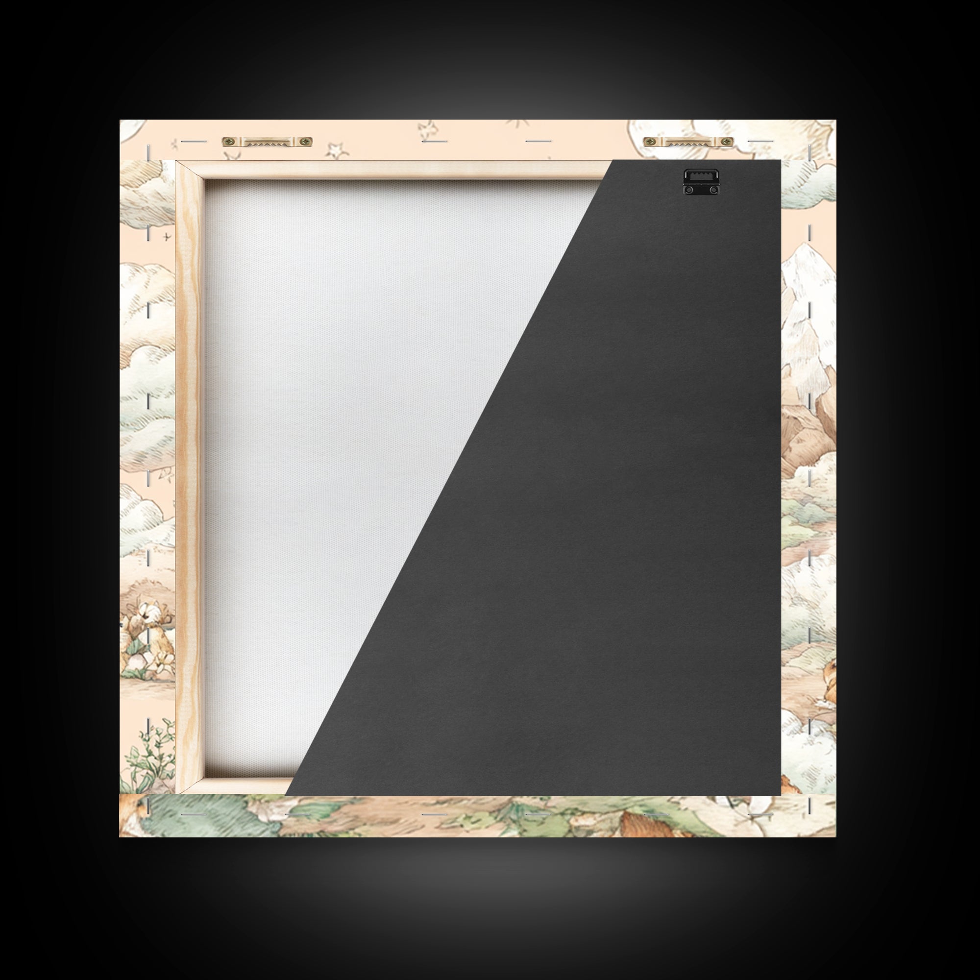 Calm Mountain Nursery Landscape Framed Canvas Print, Nursery Decor, Kids Wall Art, Fine Art, Nursery, Room Decor, NDE-1x1-72
