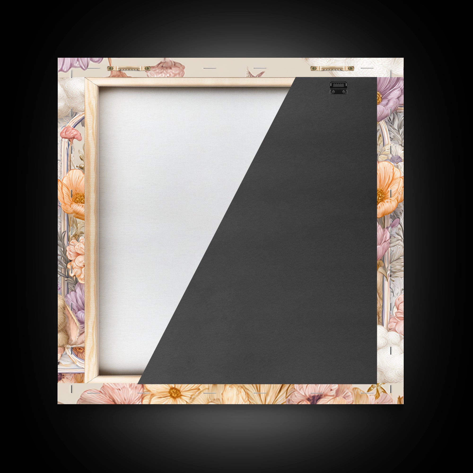 Soft Floral Initial Frame Without Letters Canvas Print, Nursery Decor, Boho Decor, Fine Art, Nursery, Nursery Wall Art, NDE-1x1-82