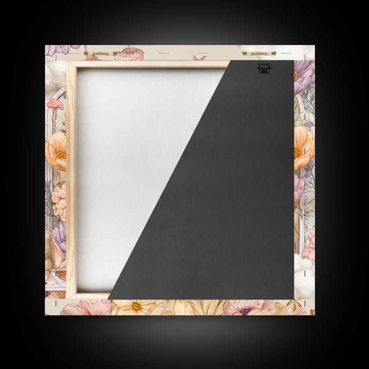 Soft Floral Initial Frame Without Letters Canvas Print, Nursery Decor, Boho Decor, Fine Art, Nursery, Nursery Wall Art, NDE-1x1-82