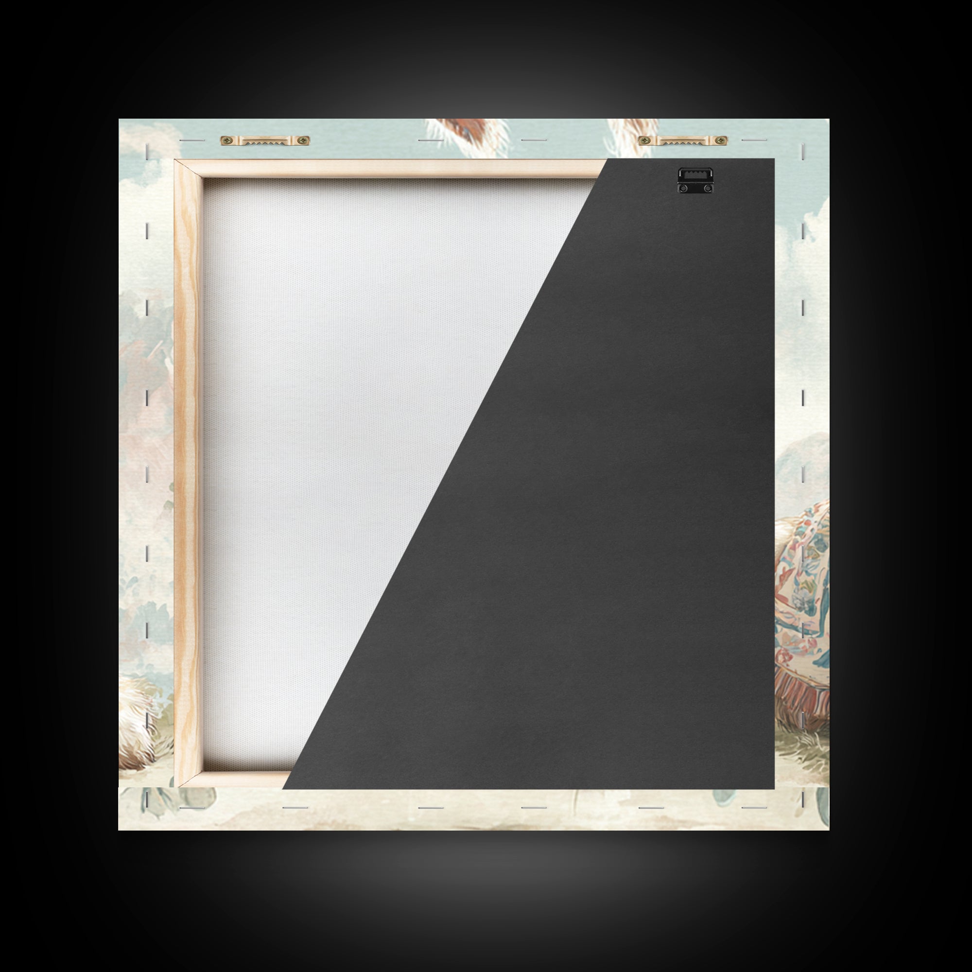 Cute Llama with Blanket Pattern Framed Canvas Print, Nursery Decor, Wall Art, Oil Painting, Nursery, Nursery Wall Decor, NDE-1x1-93