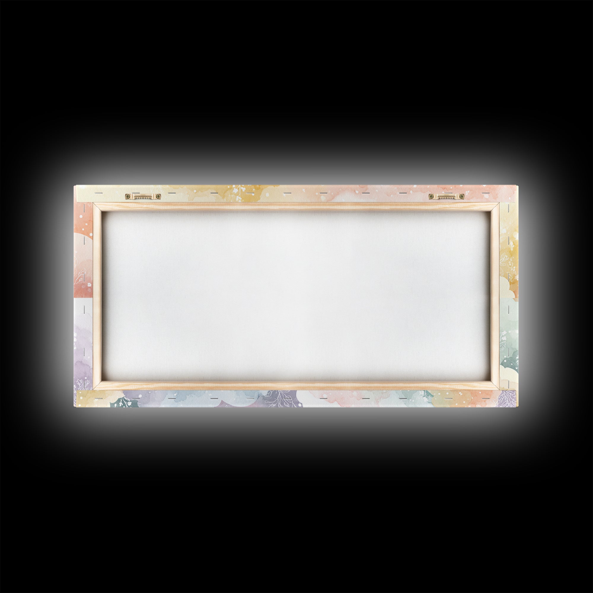 Pastel Rainbow with Soft Cloud Shapes Framed Canvas Print, Nursery Decor, Nursery Wall Decor, Nursery, Nursery Name Sign, NDE-2x1-45
