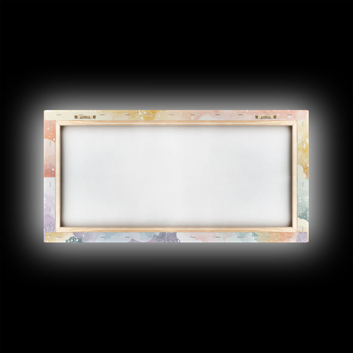 Pastel Rainbow with Soft Cloud Shapes Framed Canvas Print, Nursery Decor, Nursery Wall Decor, Nursery, Nursery Name Sign, NDE-2x1-45