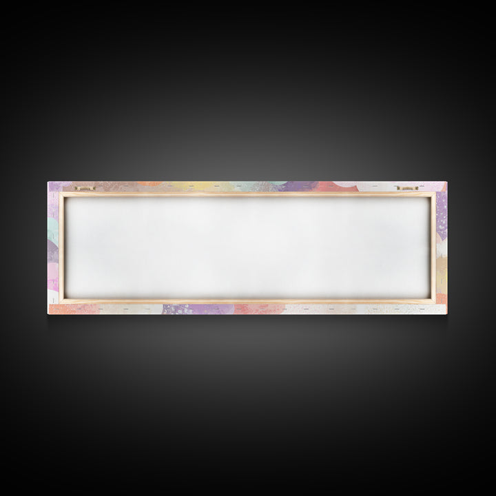 Pastel Rainbow with Soft Cloud Shapes Framed Canvas Print, Nursery Decor, Boho Decor, Fine Art, Nursery, Nursery Wall Art, NDE-3x1-89