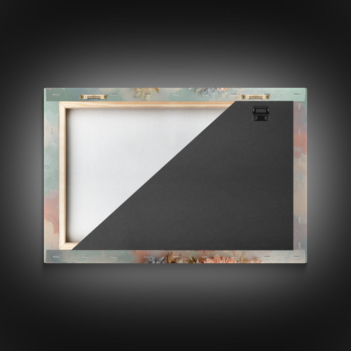 Soft Floral Initial Frame Without Letters Framed Canvas Print, Nursery Decor, Nursery Wall Decor, Oil Painting, Nursery, NDE-3x2-14