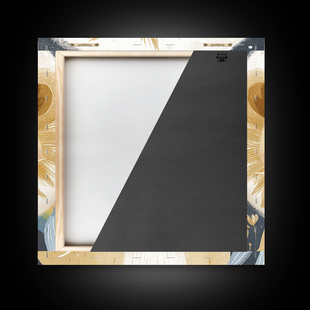 Lion Cub with Soft Golden Mane Framed Canvas Print, Nursery Art, Fine Art Print, Nursery Decor, Abstract Art, Nursery, NUR-1x1-33