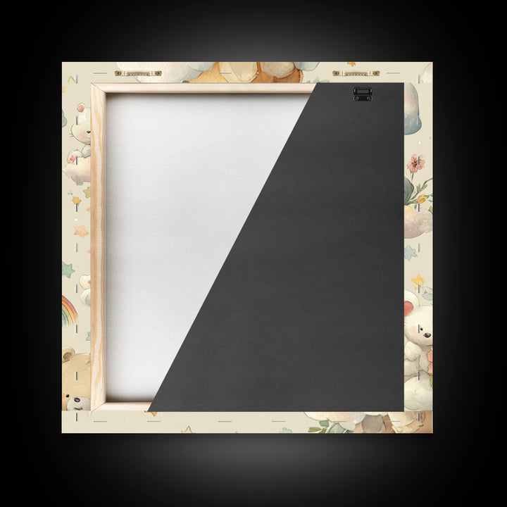 Pastel Jungle Animals Framed Canvas Print, Nursery Art, Baby Girl Nursery, Nursery Decor, Abstract Art, Nursery, Fine Art Print, NUR-1x1-42