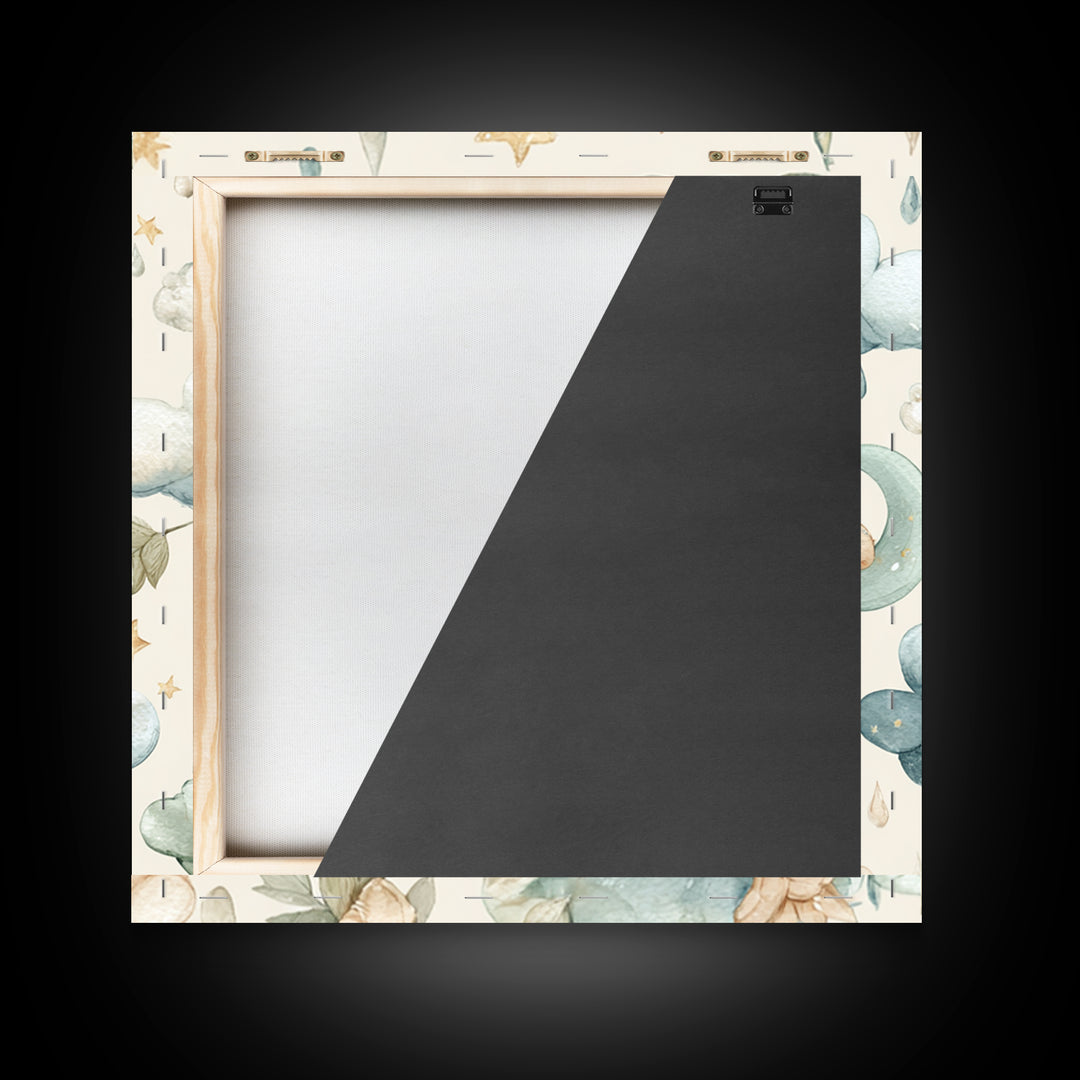 Clouds and Raindrops Framed Canvas Print, Nursery Art, Playroom Wall Art, Nursery Decor, Fine Art, Nursery, Statement Artwork, NUR-1x1-46