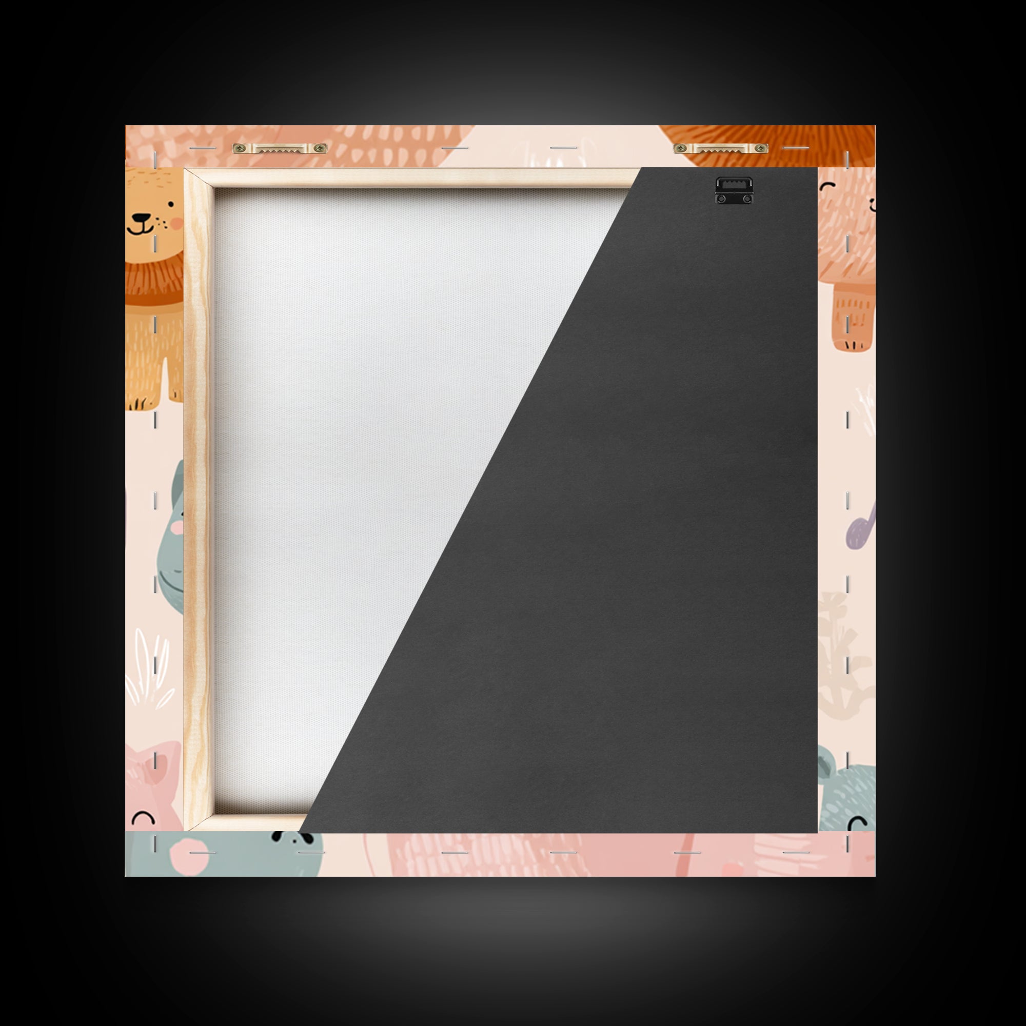 Pastel Jungle Animals Framed Canvas Print, Nursery Art, Baby Girl Nursery, Nursery Decor, Abstract Art, Nursery, Fine Art Print, NUR-1x1-66