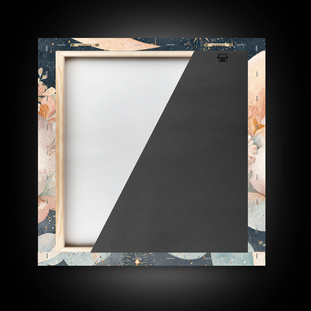 Moon and Stars Canvas Print, Nursery Art, Neutral Decor, Nursery Decor, Fine Art, Nursery, Wall Decor, Art Print, Digital Art, NUR-1x1-75
