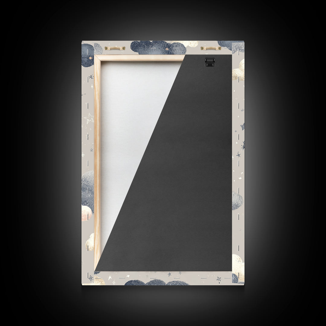 Moon and Stars Framed Canvas Print, Nursery Art, Digital Art, Nursery Decor, Oil Painting, Nursery, Girl Nursery Decor, NUR-2x3-59