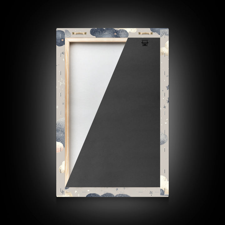 Moon and Stars Framed Canvas Print, Nursery Art, Digital Art, Nursery Decor, Oil Painting, Nursery, Girl Nursery Decor, NUR-2x3-59