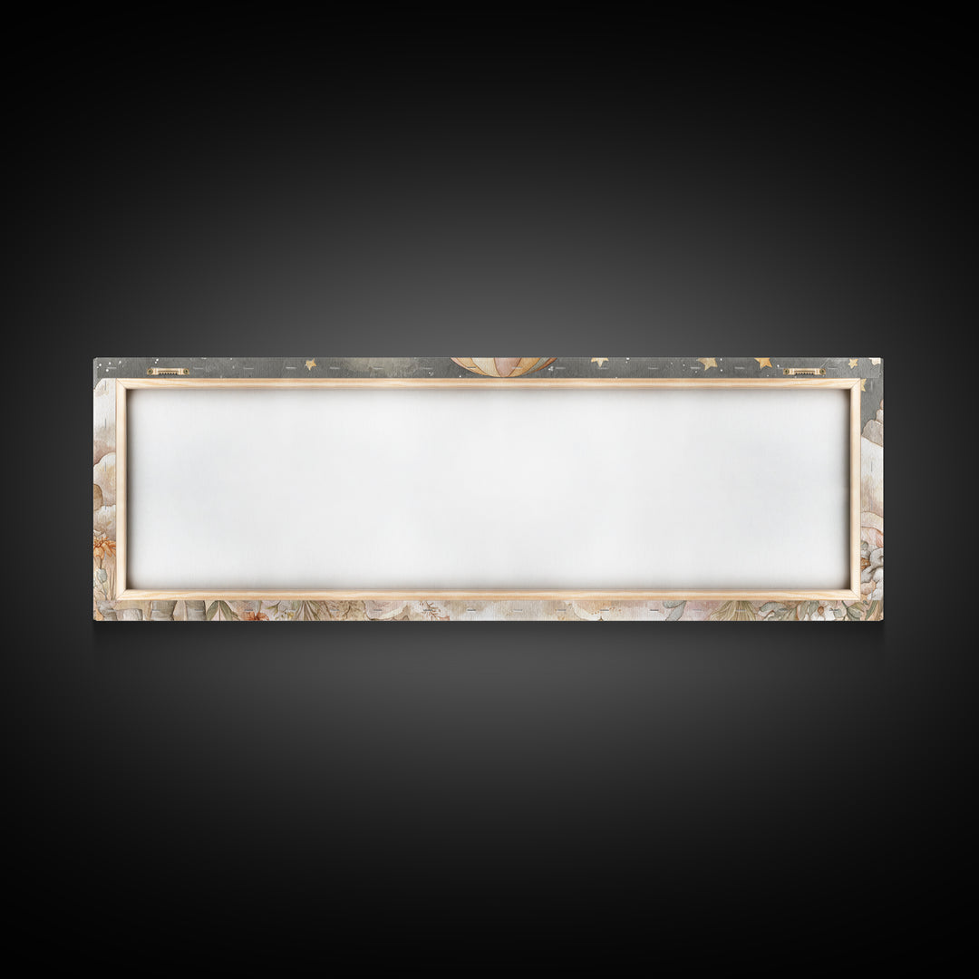 Floating Hot Air Balloon Framed Canvas Print, Nursery Art, Room Decor, Nursery Decor, Abstract Art, Nursery, Printable Art, NUR-3x1-52
