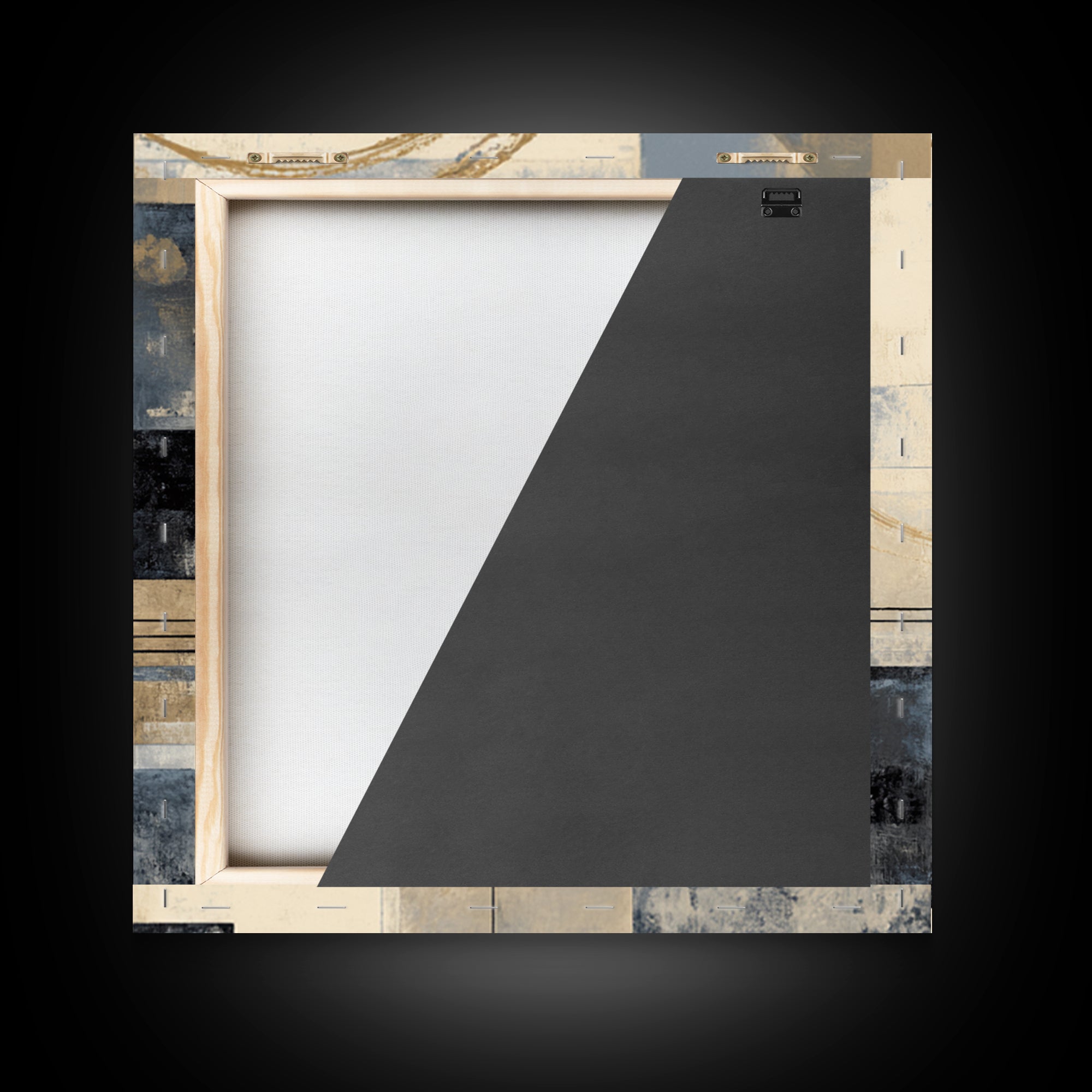 Gold Circle and Line Composition for Clarity Framed Canvas Print, Office Art, Gallery Decor, Office Decor, Fine Art, Focus, OFF-1x1-32