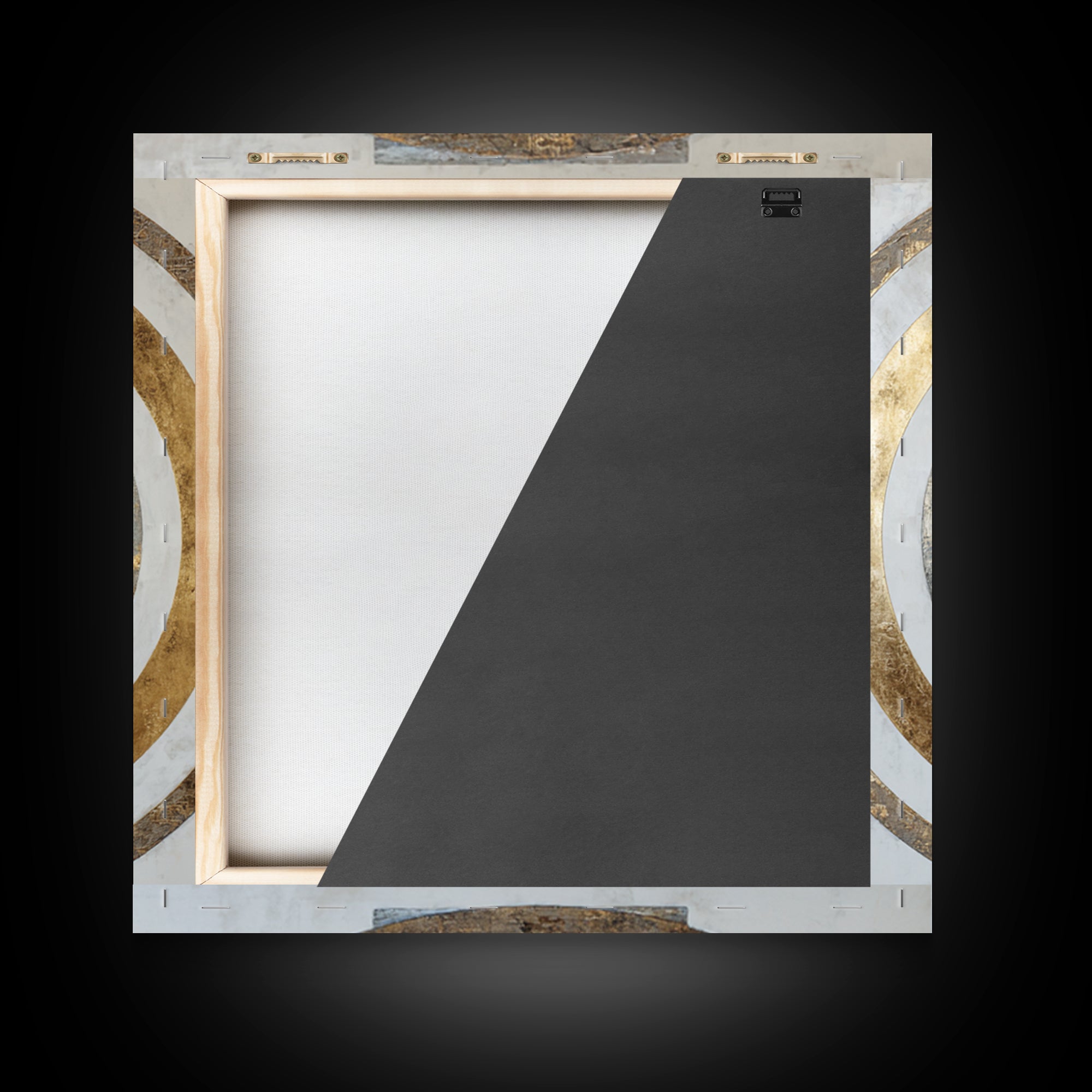 Gold Circle and Line Composition for Clarity Framed Canvas Print, Office Art, Printable Wall Art, Office Decor, Fine Art, Focus, OFF-1x1-8