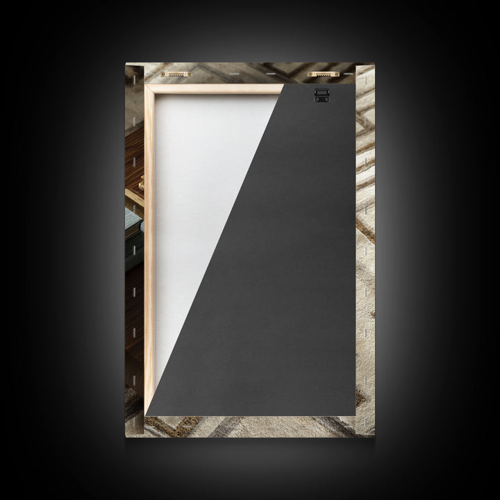 Geometric Labyrinth Pattern Framed Canvas Print, Office Art, Boho Decor, Office Decor, Focus, Digital Art, Pet Portrait, OFF-2x3-2