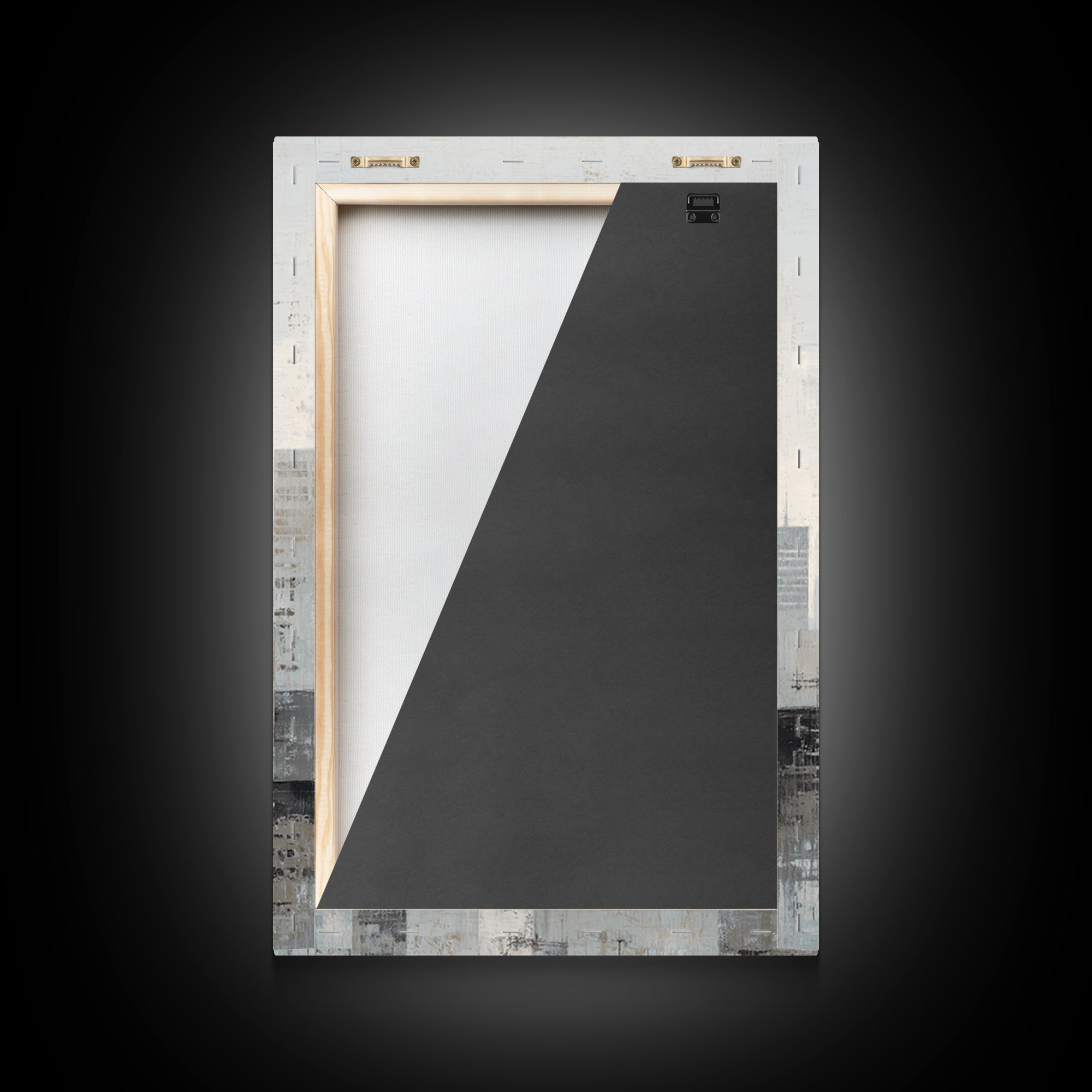 Black and White City Skyline Silhouette Framed Canvas Print, Office Art, Wall Decor, Office Decor, Abstract Art, Focus, OFF-2x3-37