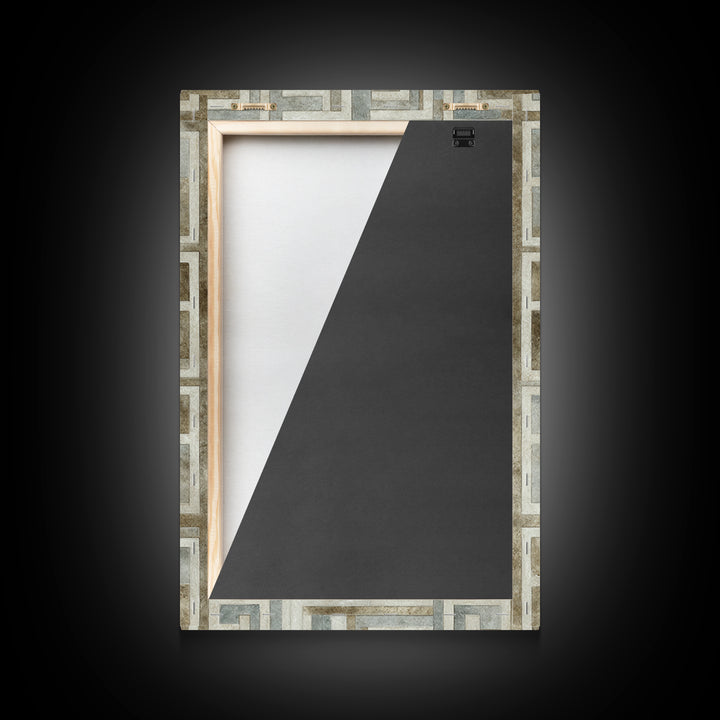 Geometric Labyrinth Pattern Framed Canvas Print, Office Art, Wall Decor, Office Decor, Abstract Art, Focus, Wall Prints, OFF-2x3-74