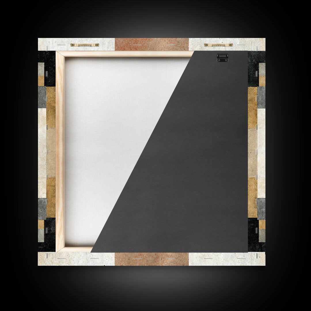 Warm Geometric Tile Pattern Framed Canvas Print, Patio Art, Wall Decor, Patio Decor, Fine Art, Outdoor, Coastal Decor, PAT-1x1-48