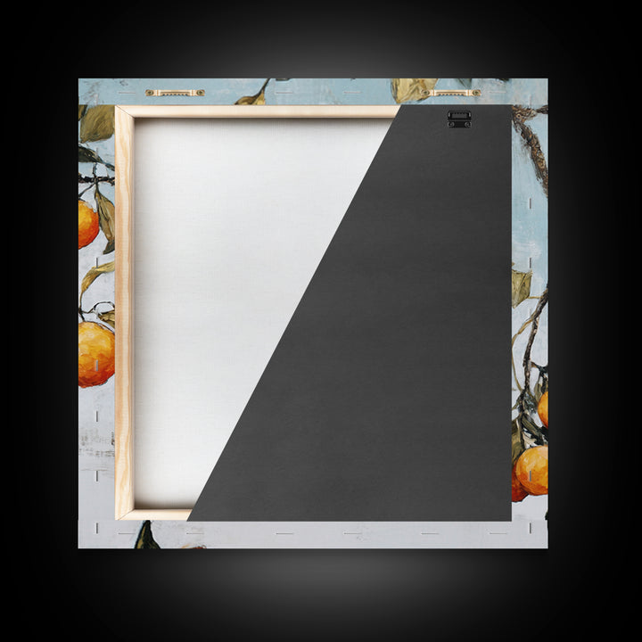 Orange Tree Branch Framed Canvas Print, Patio Art, Lake House Decor, Patio Decor, Oil Painting, Outdoor, Boho Decor, PAT-1x1-70