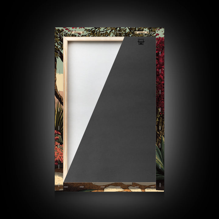 Desert Patio Agave and Bougainvillea Framed Canvas Print, Patio Art, Metal Art, Patio Decor, Fine Art, Outdoor, Patio Cushions, PAT-2x3-73