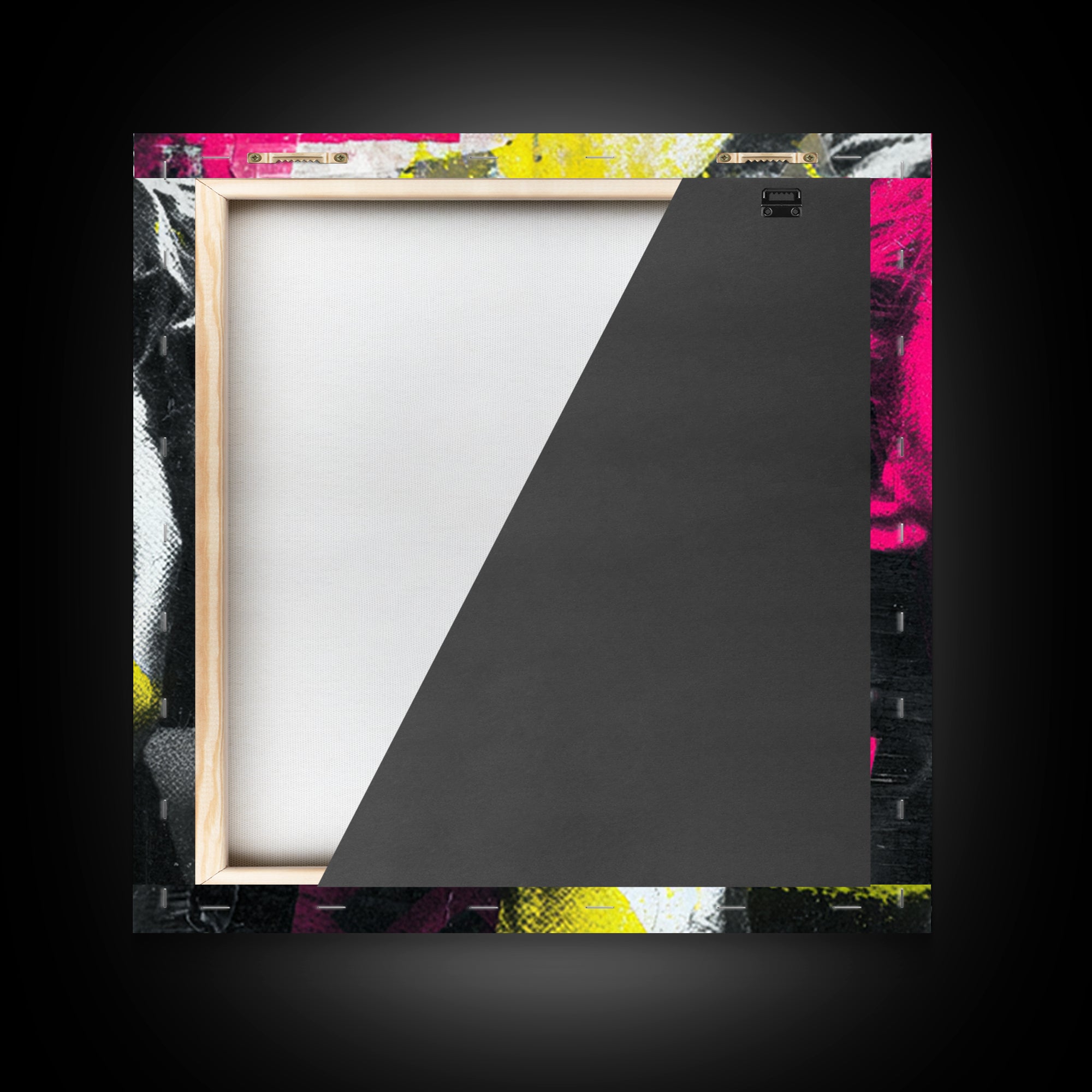 Neon Portrait with Thick Black Outlines Framed Canvas Print, Pop Art, Eclectic Home Decor, Living Room Decor, Fine Art, Pop, POP-1x1-100