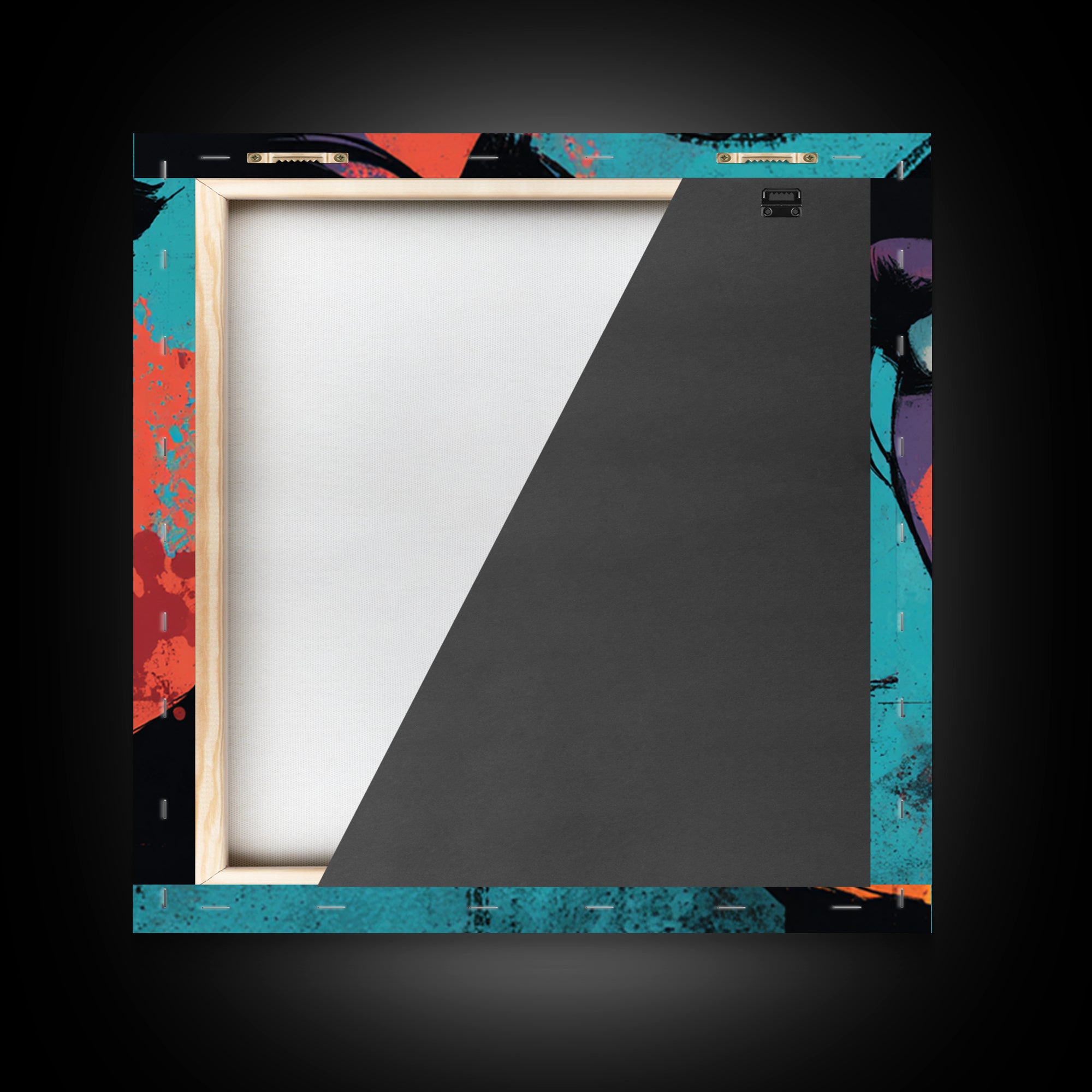 Neon Portrait with Thick Black Outlines Canvas Print, Pop Art, Dark Art, Living Room Decor, Oil Painting, Pop, POP-1x1-76