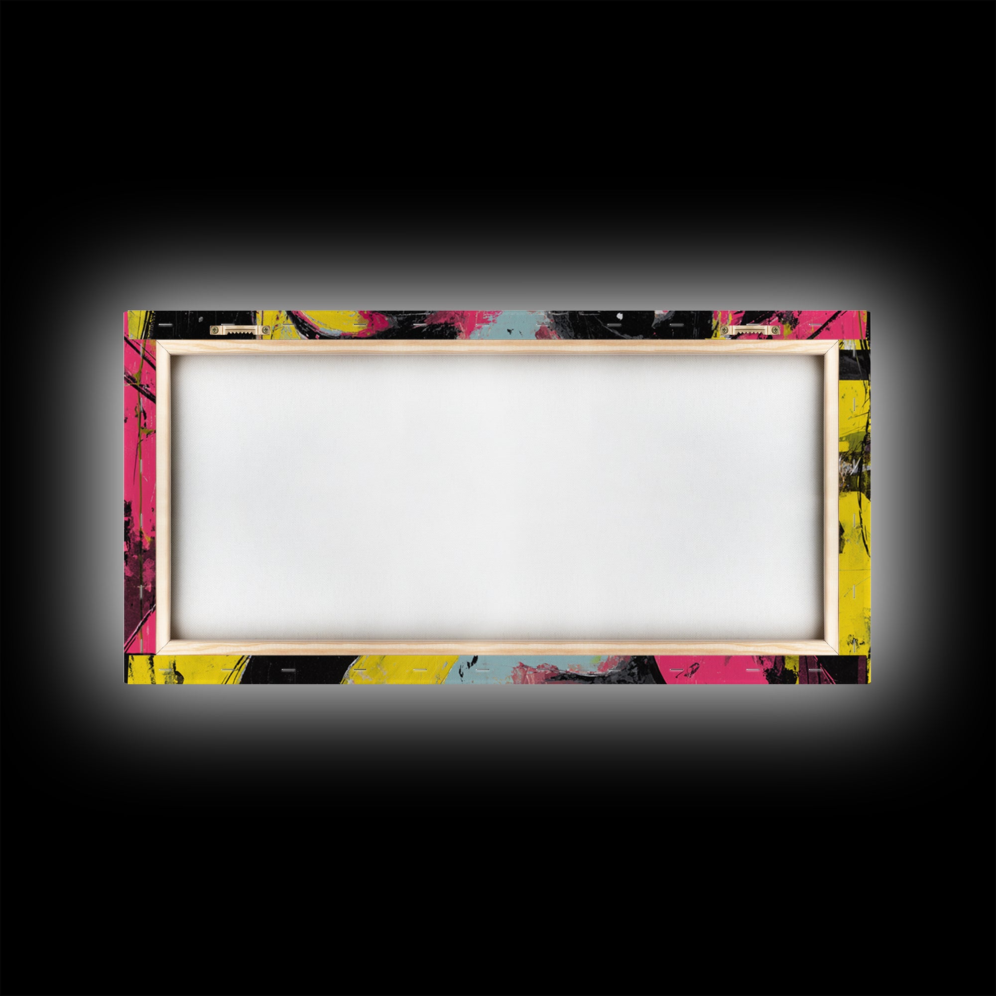 Neon Portrait with Thick Black Outlines Framed Canvas Print, Pop Art, Canvas, Living Room Decor, Oil Painting, Pop, Food Art, POP-2x1-72