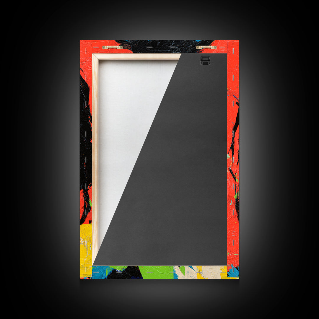 Neon Portrait with Thick Black Outlines Framed Canvas Print, Pop Art, Minimalist Decor, Living Room Decor, Fine Art, Pop, POP-2x3-12