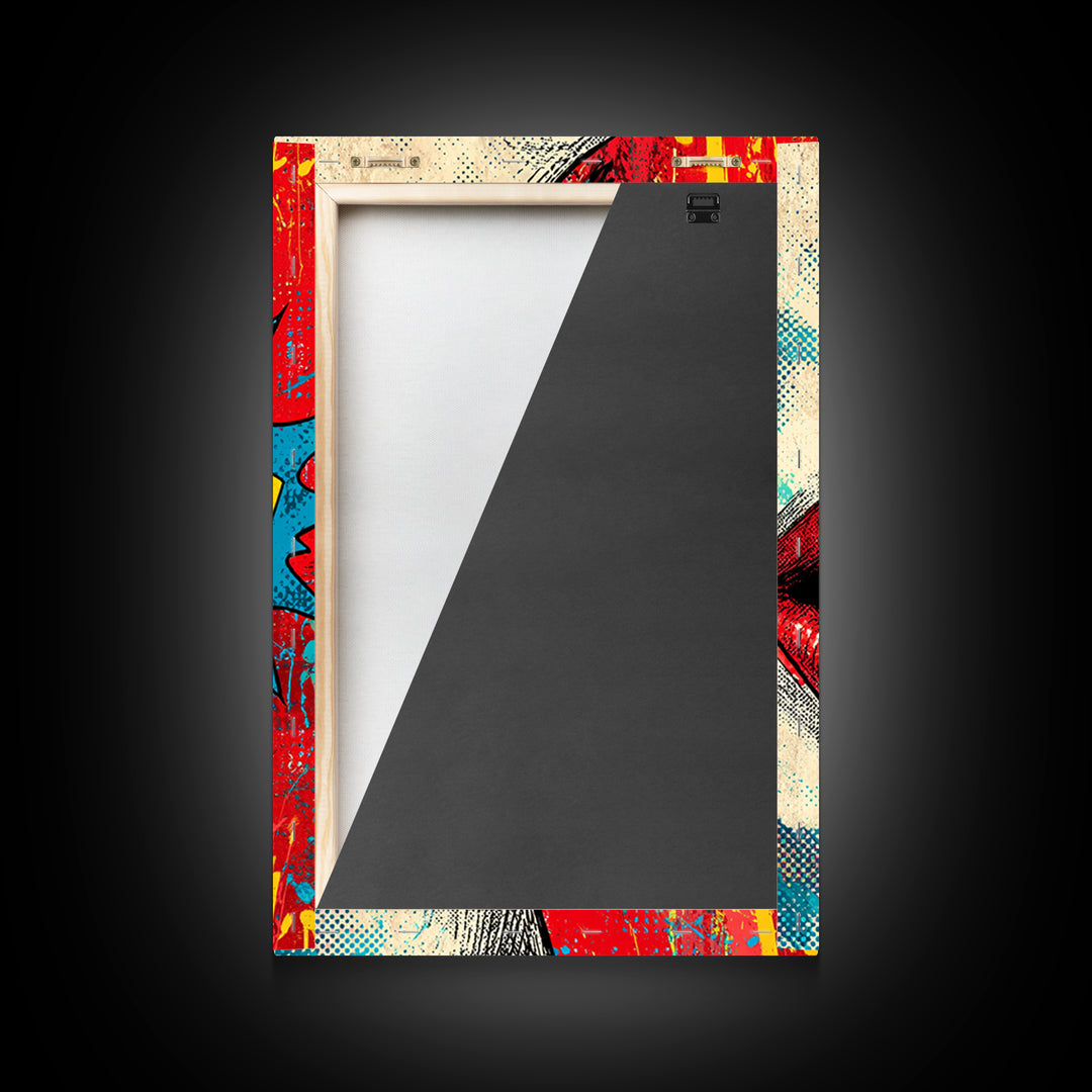 Bold Comic Lips Canvas Print, Pop Art, Canvas Wall Art, Living Room Decor, Oil Painting, Pop, Football Wall Art, Party Decor, POP-2x3-81