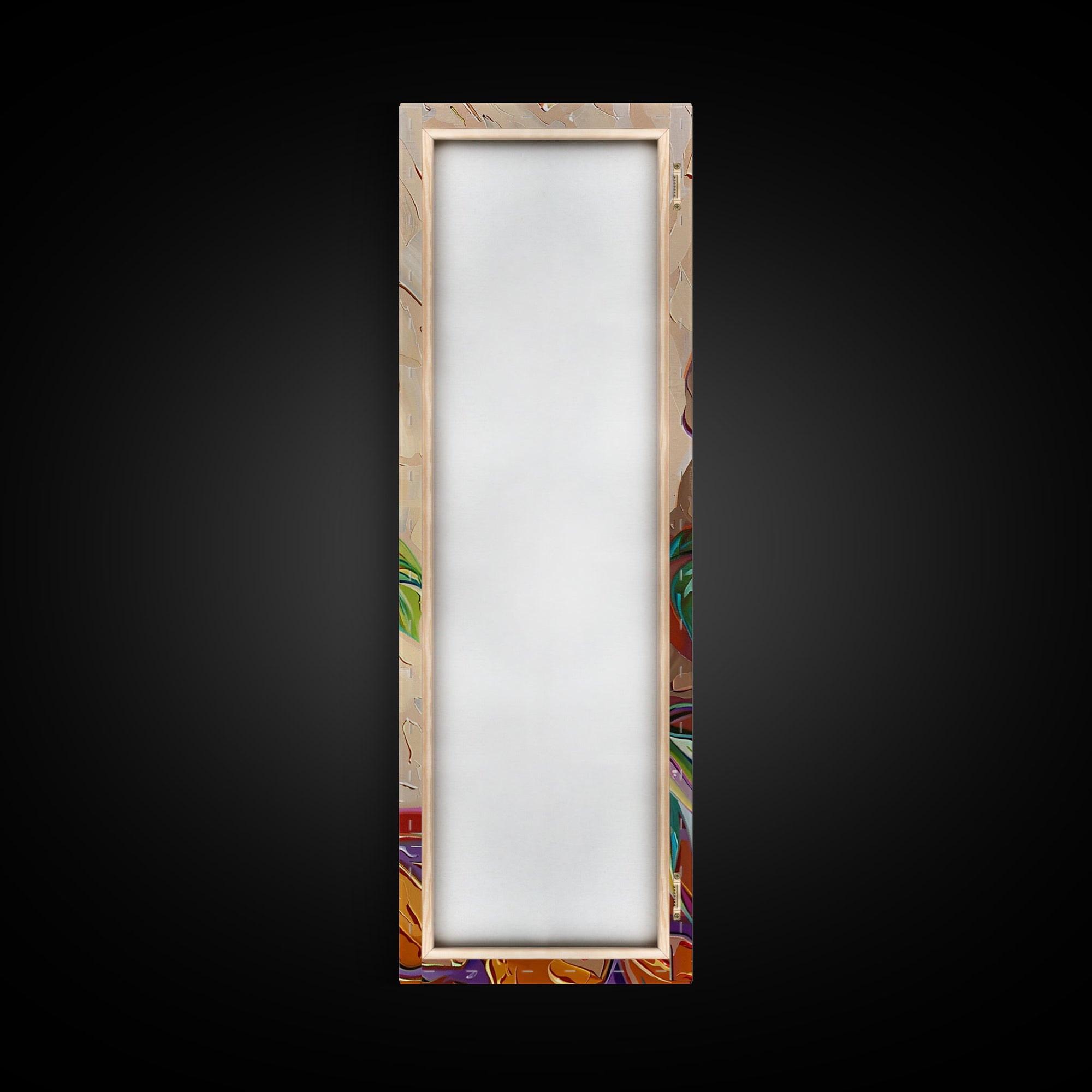 Day of The Dead Inspired Mexican Canvas Painting Framed, Long Narrow Wall Art Print, Spanish Style Home Decor, Contemporary Art Print