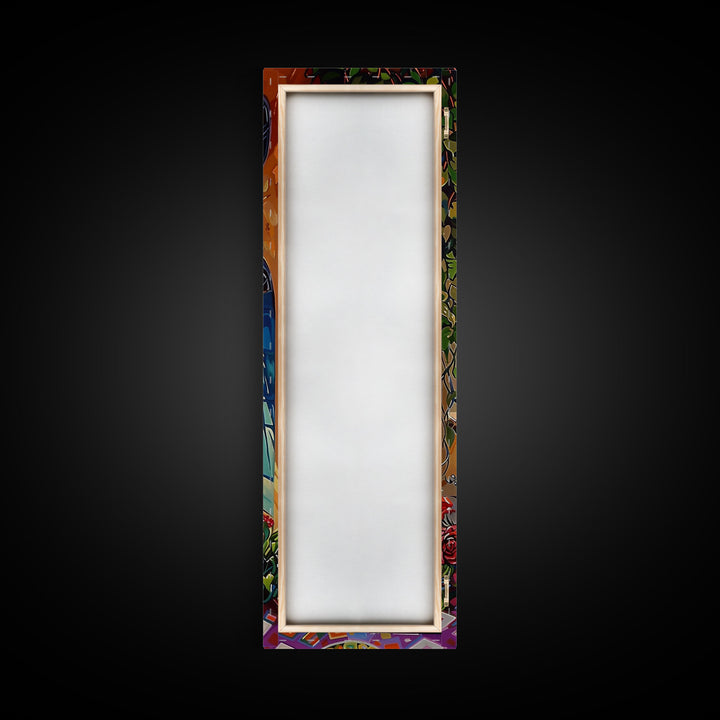 Colorful Spanish Botanical Canvas Art Framed, Oversized Narrow Framed Art for Living Room, Floral Canvas Art, Kitchen Art Print