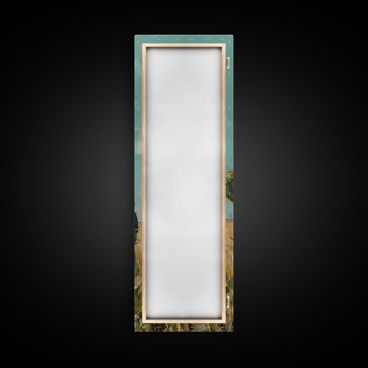 Botanical Desert Art Print of Cactus Framed on Canvas, Framed Western Art, Colorful Landscape Painting, Vertical Art for Living Room