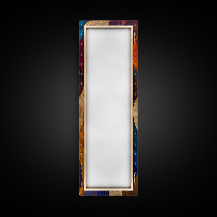 Colorful Abstract Design in Swirling Patterns - Framed Canvas Print, Midcentury Modern Art, Skinny Art, Tall Art, Living Room Wall Decor, Boho Art